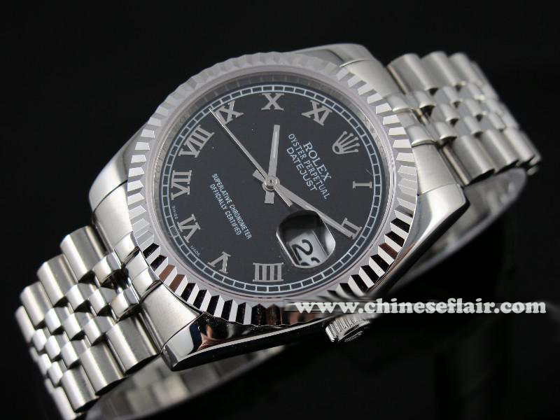 COPY ROLEX DATEJUST BLACK ROMAN DIALWATCH 36MM